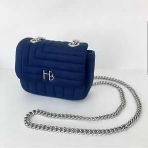 Henri Bendel Navy Neoprene Micro Crossbody Chain Bag